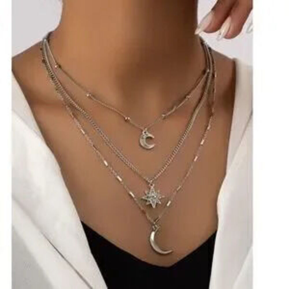 Celestial Moons Star Multilayer Necklace